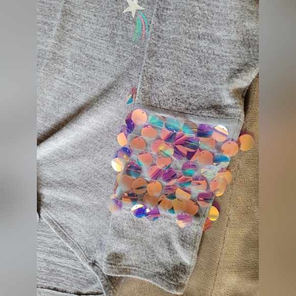 Belle du Jour girls size L unicorn and sequin sweatshirt with hoodie - Picture 7 of 9